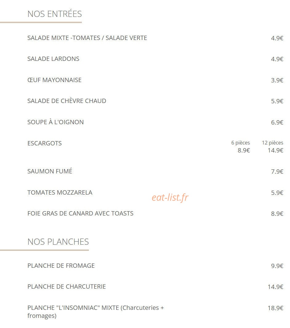 L'insomniac — carte page 1