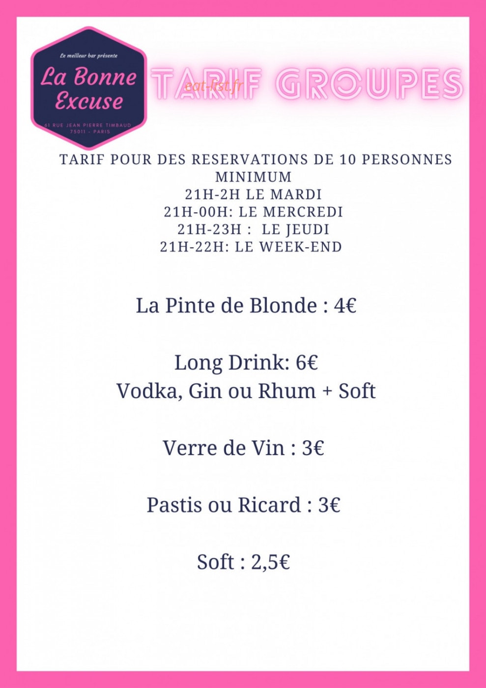 La Bonne Excuse — carte page 7