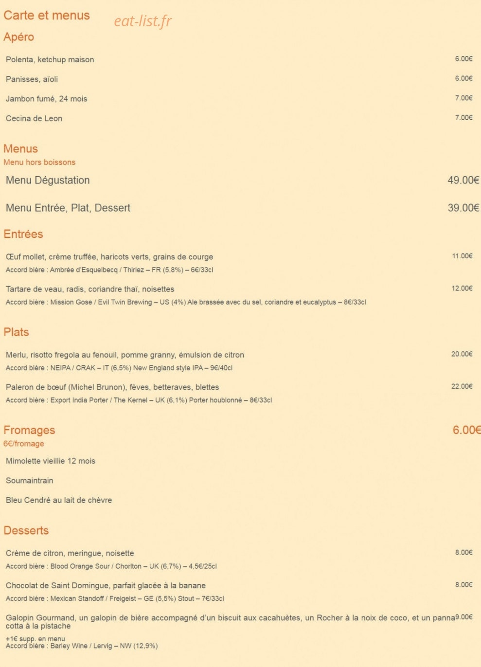 La Fine Mousse — carte page 12