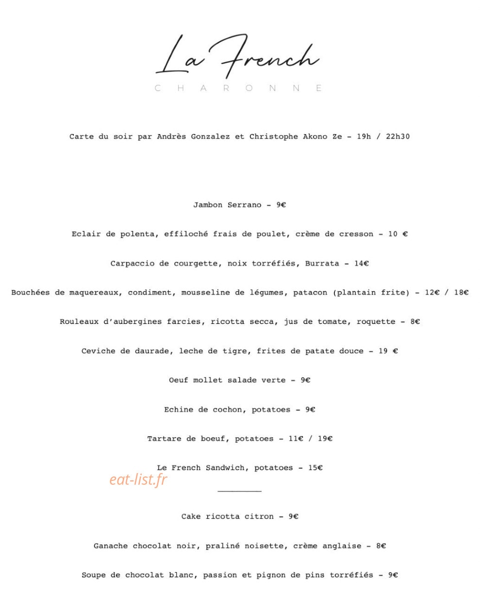 La French Charonne — carte page 1