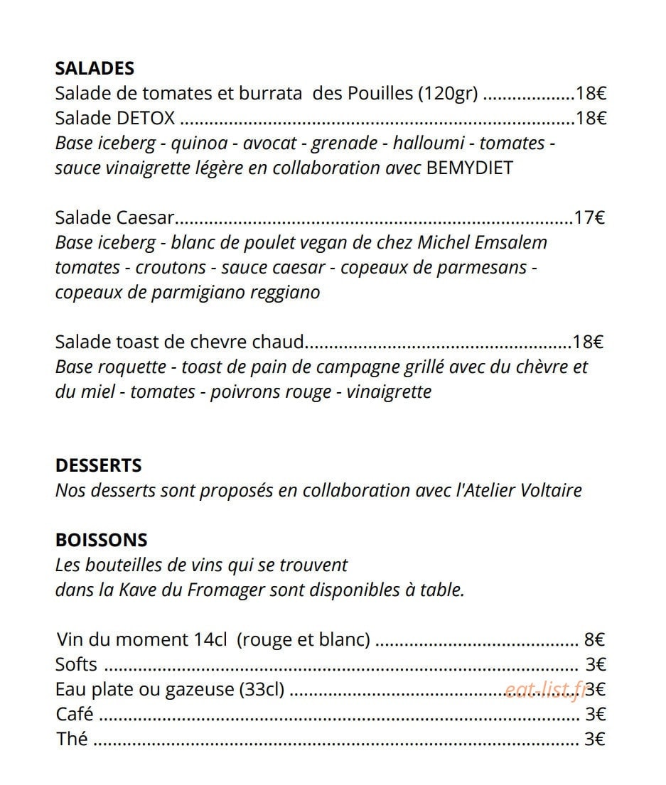 La Kave du Fromager — carte page 2