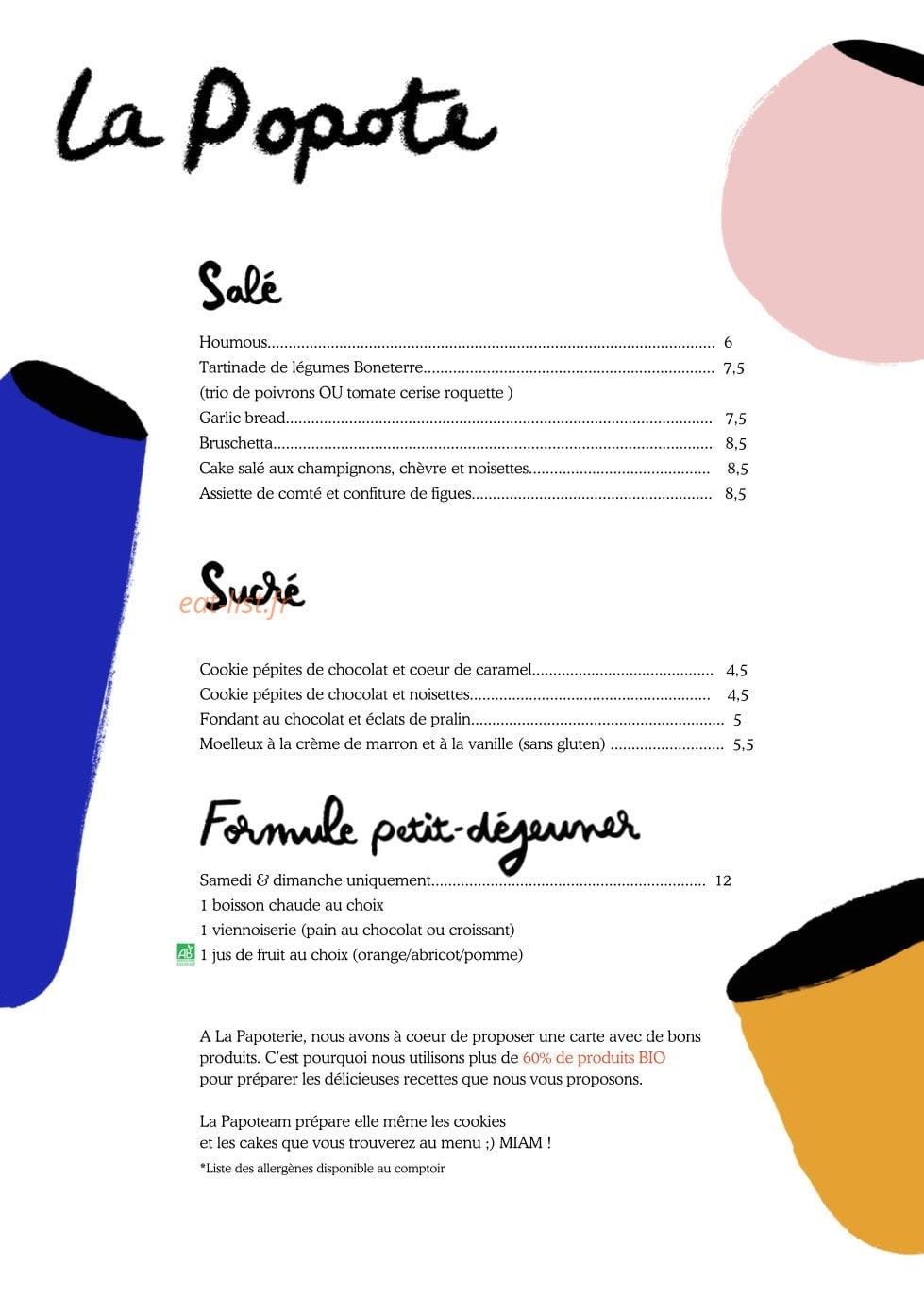 La Papoterie — carte page 1