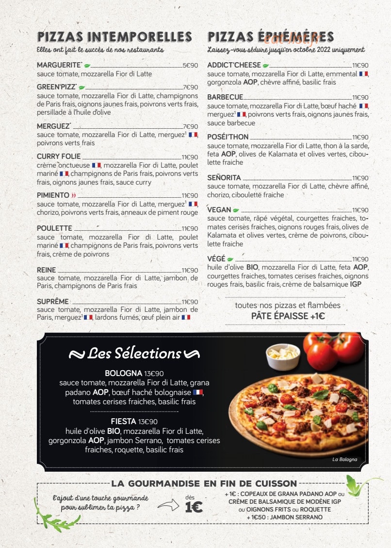 La Pizza de Nico — carte page 1