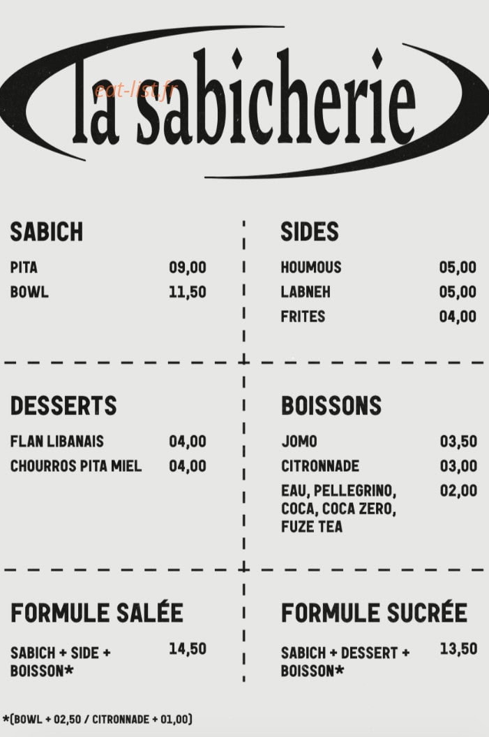 La Sabicherie — carte page 1