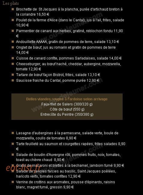 Le Bistrot du Peintre — carte page 2