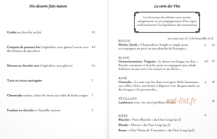 Le café des chats — carte page 2