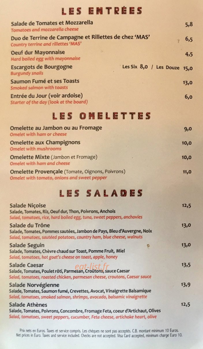 Le Café du Trône — carte page 1