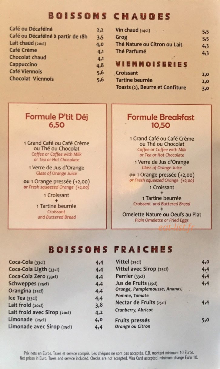 Le Café du Trône — carte page 4