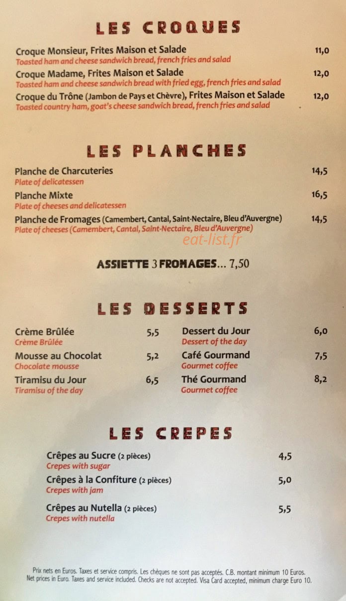 Le Café du Trône — carte page 3