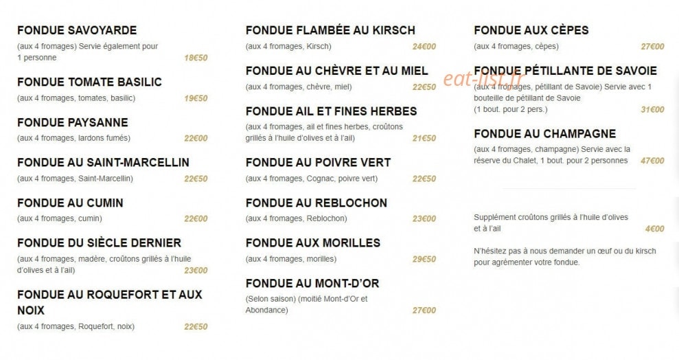 Le Chalet Savoyard — carte page 5