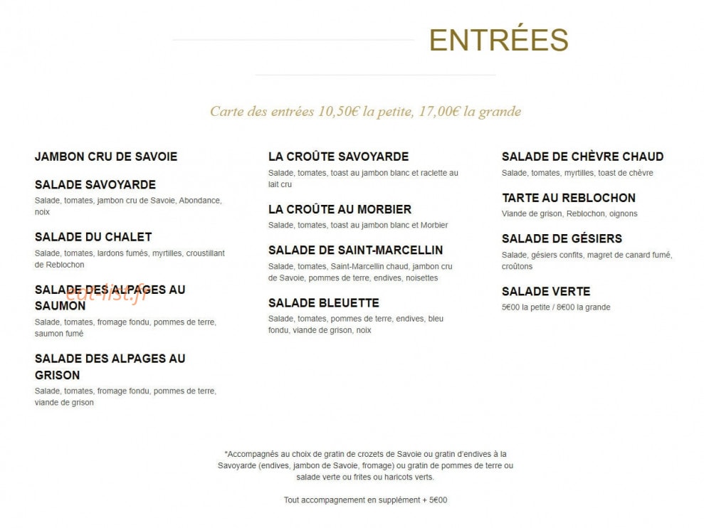 Le Chalet Savoyard — carte page 1