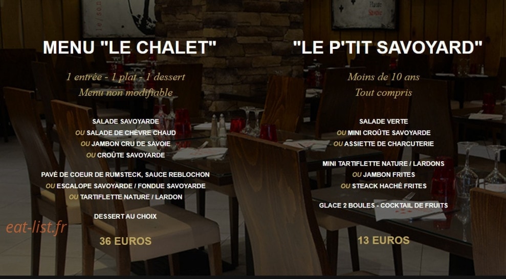 Le Chalet Savoyard — carte page 2