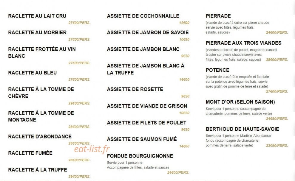 Le Chalet Savoyard — carte page 4