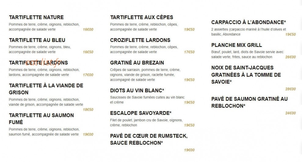 Le Chalet Savoyard — carte page 3