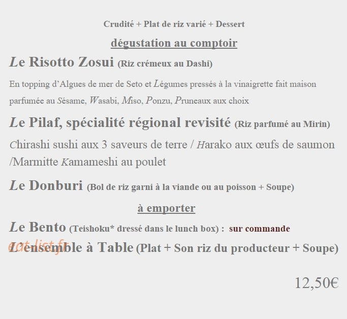 Le Comptoir Japonais — carte page 1