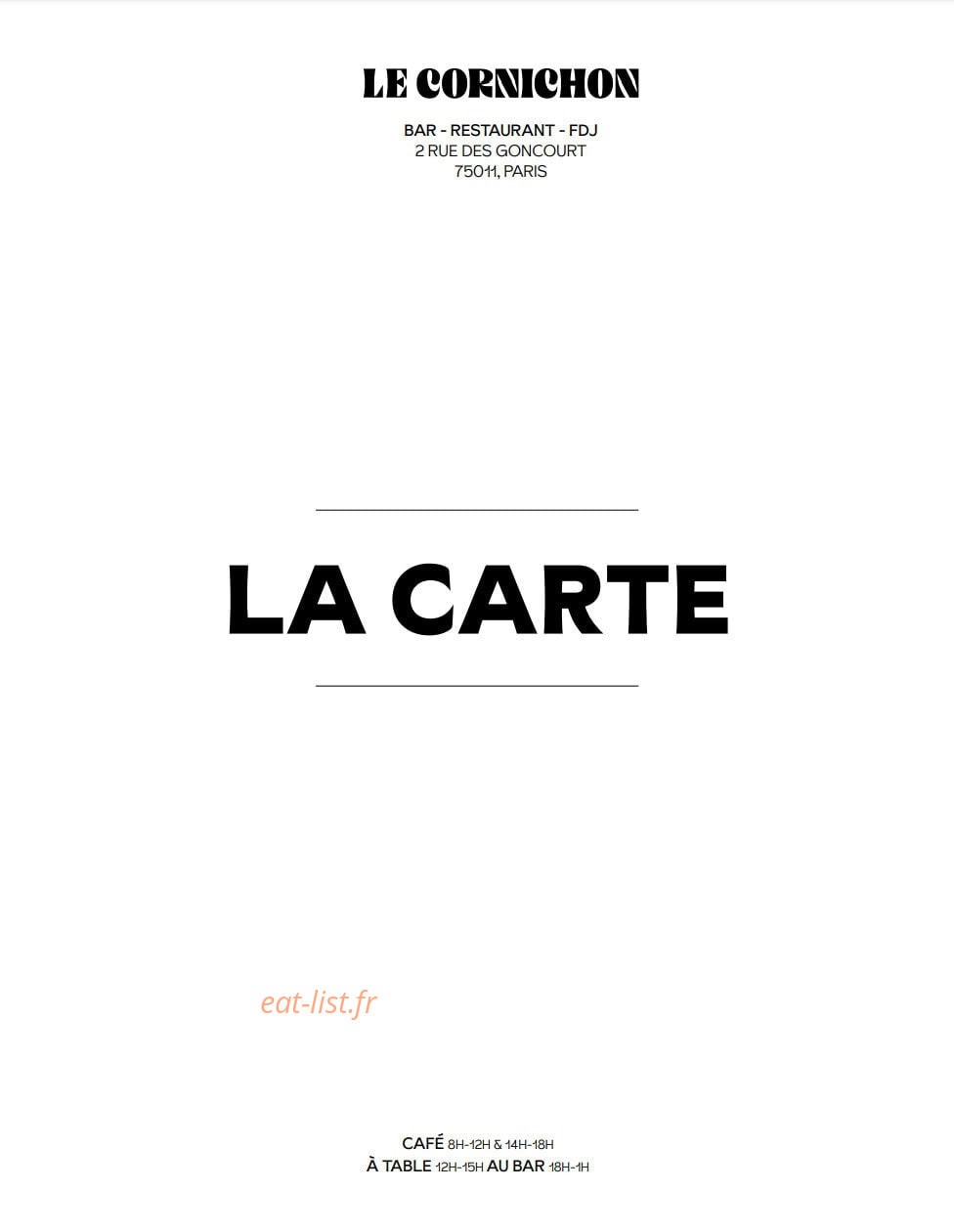 Le Cornichon — carte page 1