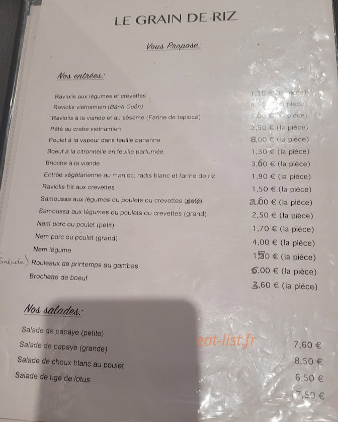 Le Grain de Riz — carte page 1