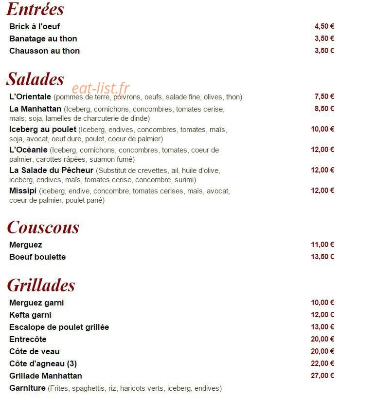 Le Manhattan — carte page 1