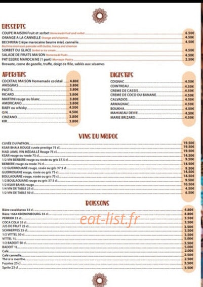 Le Marrakech — carte page 4