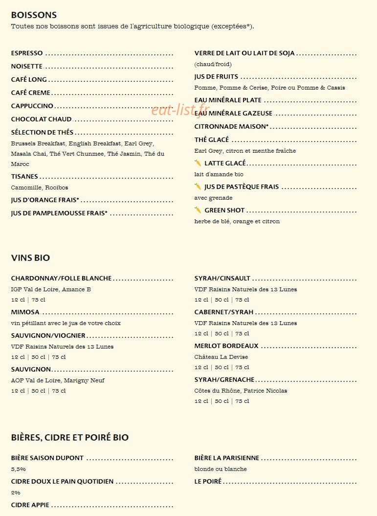 Le Pain Quotidien — carte page 4
