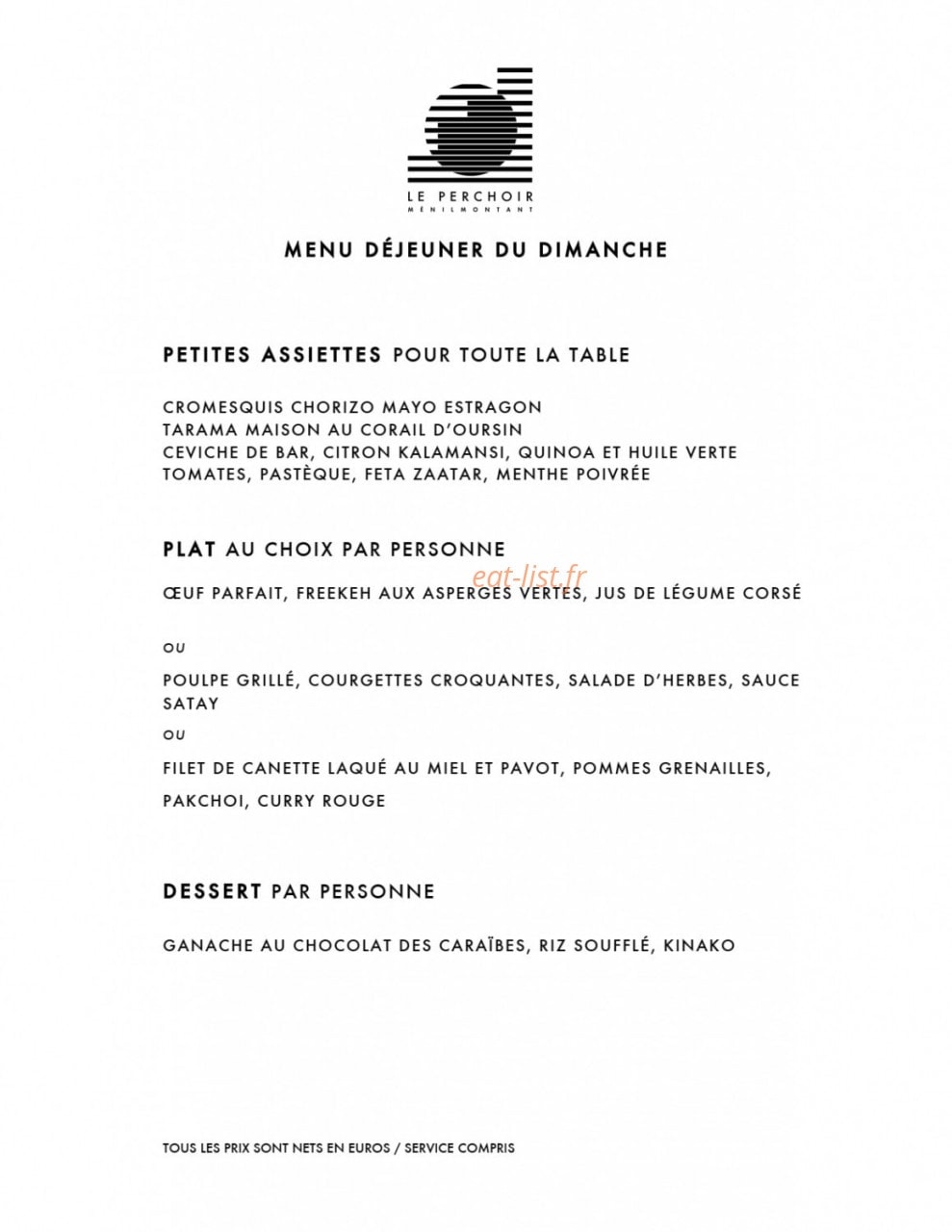 Le Perchoir — carte page 6