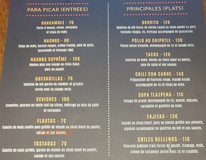 Le Petit Bistrot — carte page 1