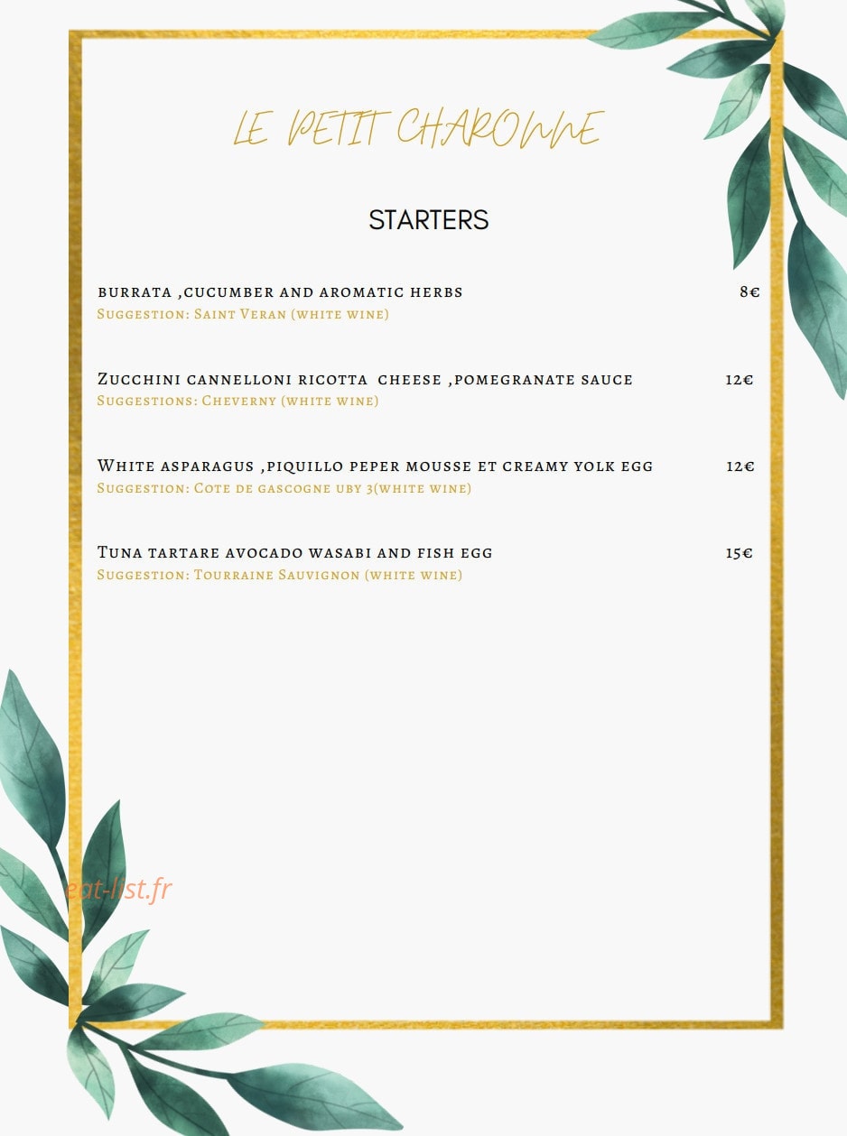 Le Petit Charonne — carte page 7