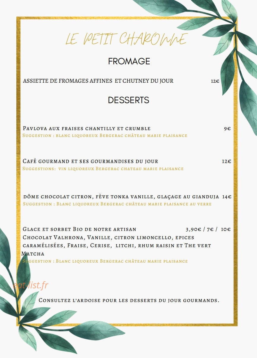 Le Petit Charonne — carte page 5