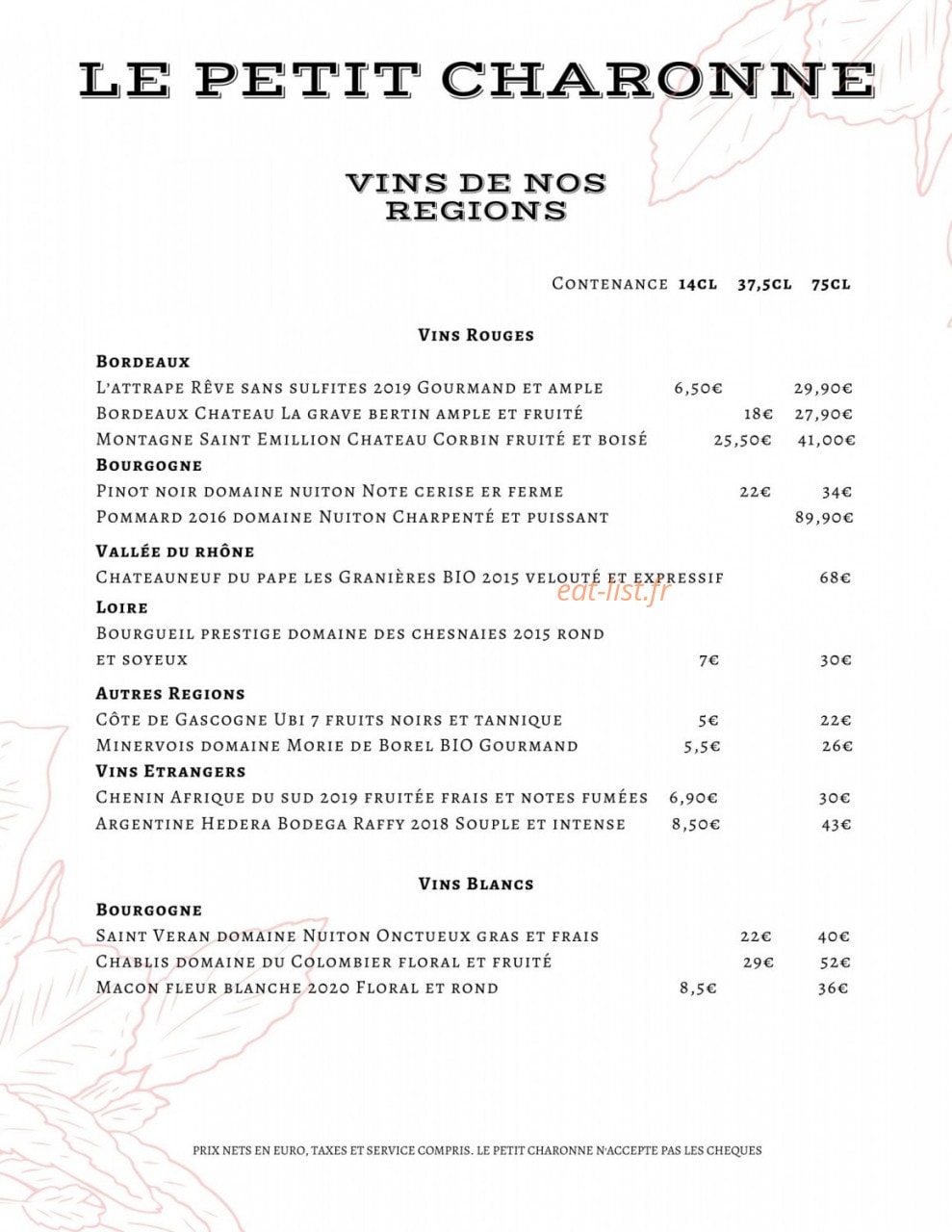 Le Petit Charonne — carte page 11