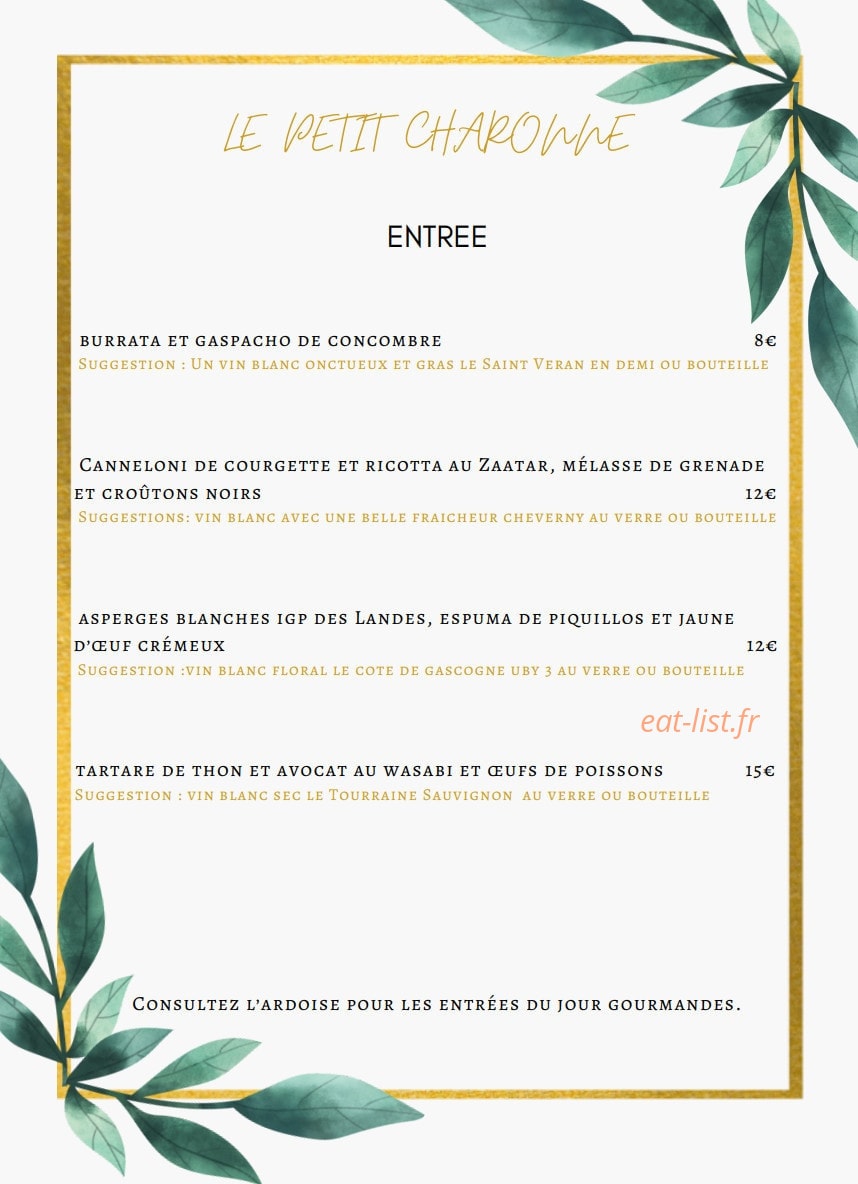 Le Petit Charonne — carte page 3