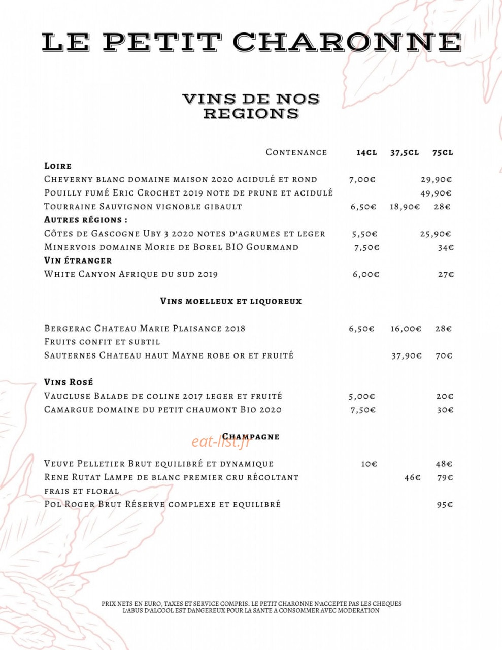 Le Petit Charonne — carte page 12