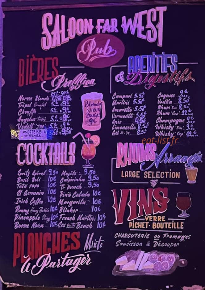 Le Saloon Far West — carte page 1