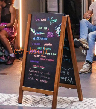 Carte et menu de Les Cuves De Fauve à Paris 11 — Exemple de menu