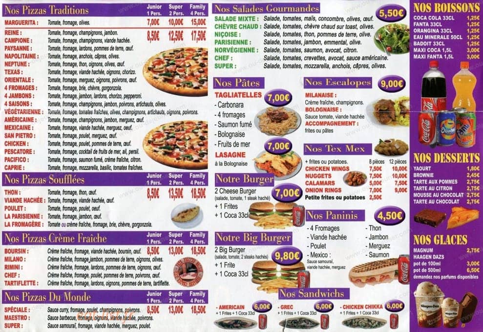 Maestro Pizza — carte page 3