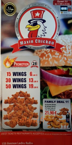 Maxin Chicken — carte page 1