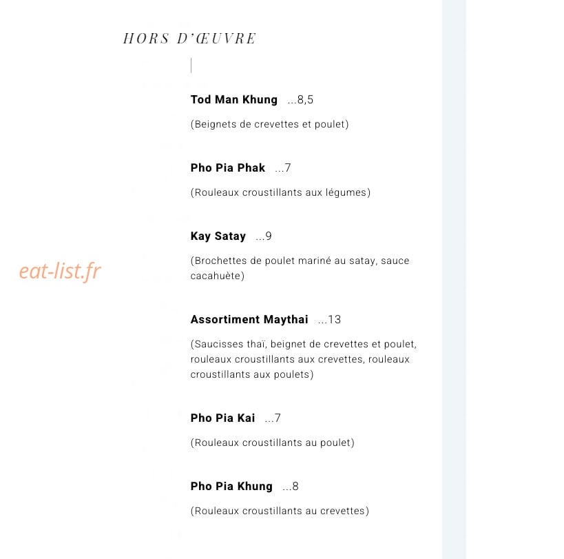 Maythai Paris — carte page 2