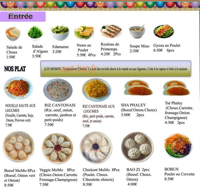 Momo et Sushi — carte page 1
