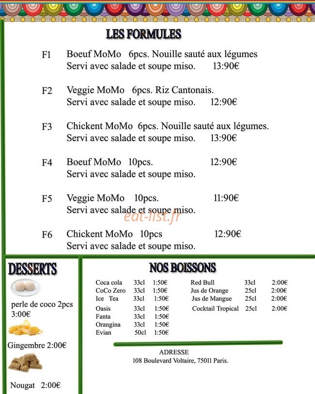Momo et Sushi — carte page 2