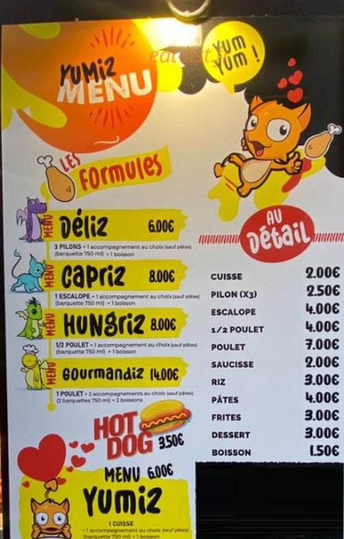 O’Chicken Grill — carte page 1