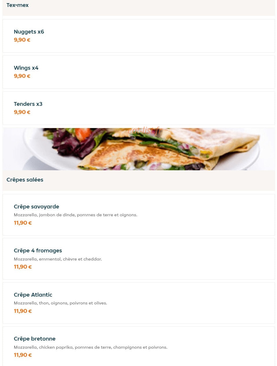 O'Food — carte page 9
