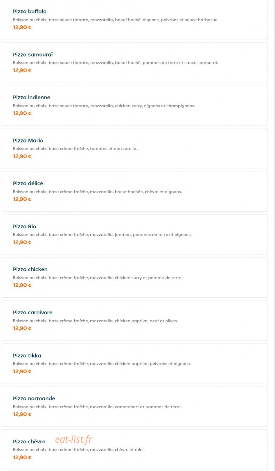 O'Food — carte page 2