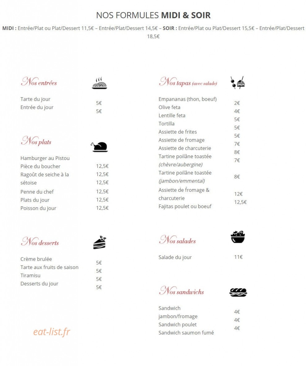 Onze bar — carte page 1