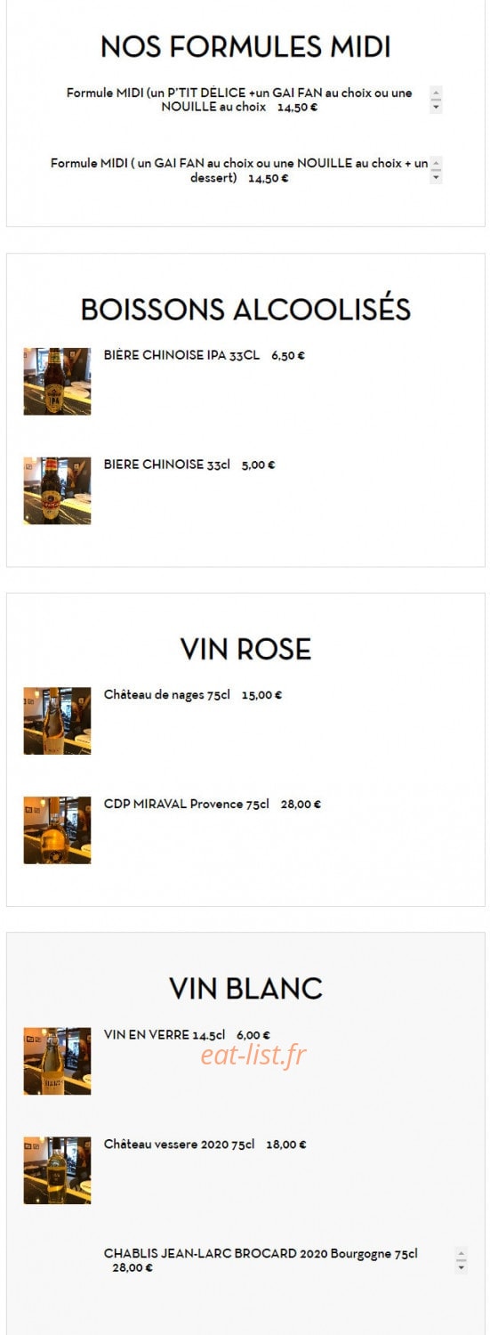 P'tit Resto — carte page 5