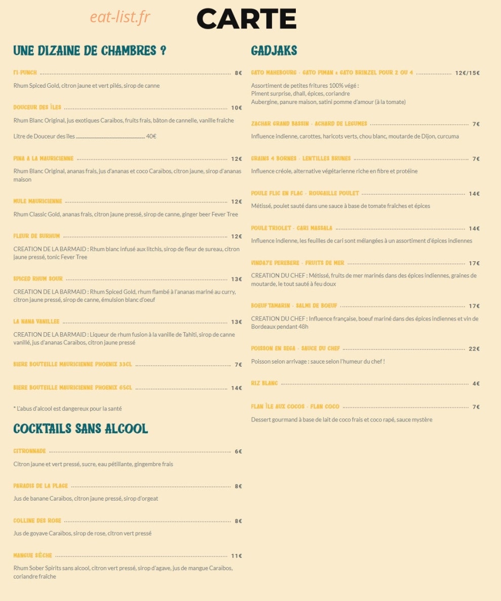 Papa O Rum — carte page 1