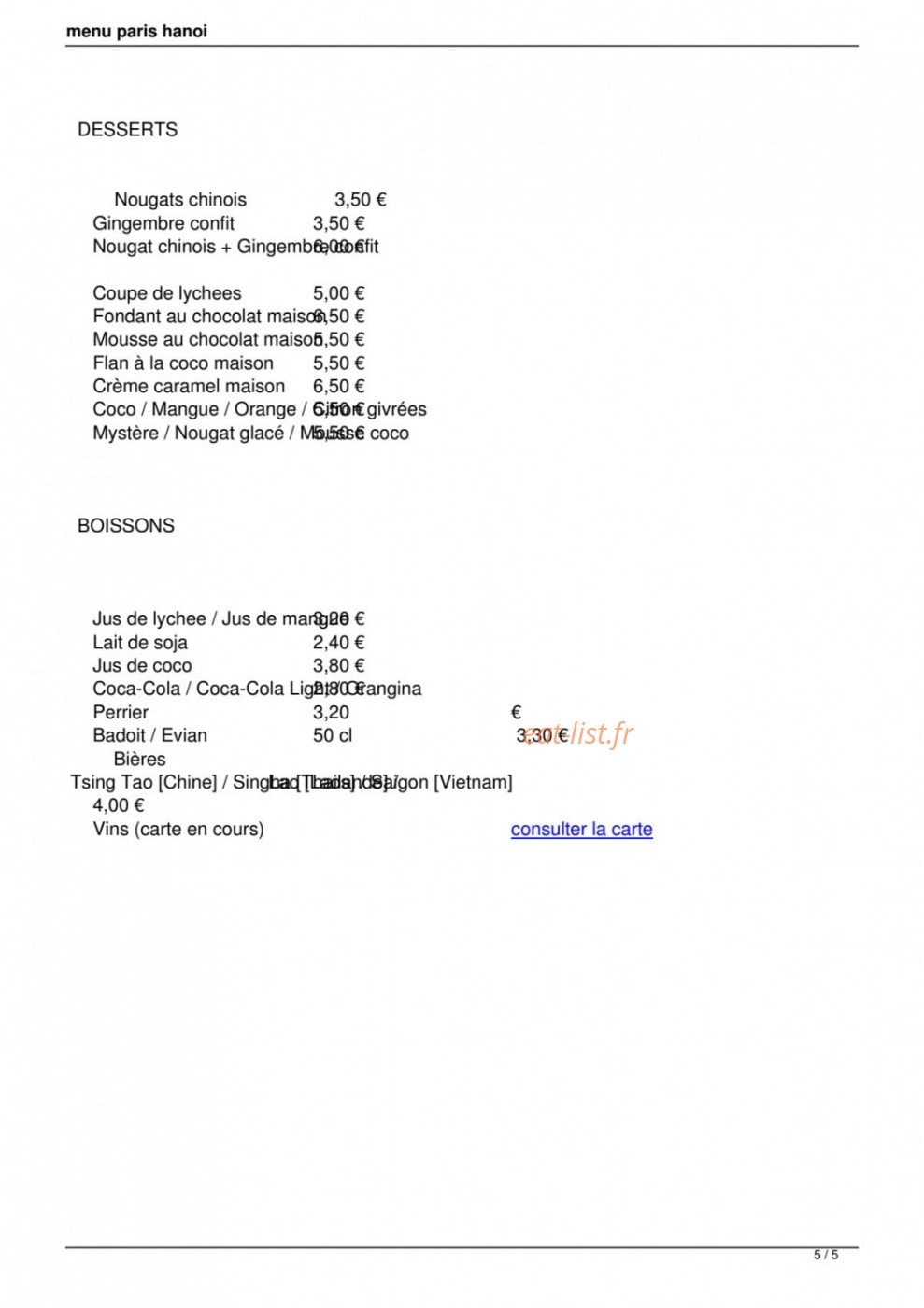 Paris Hanoï — carte page 5