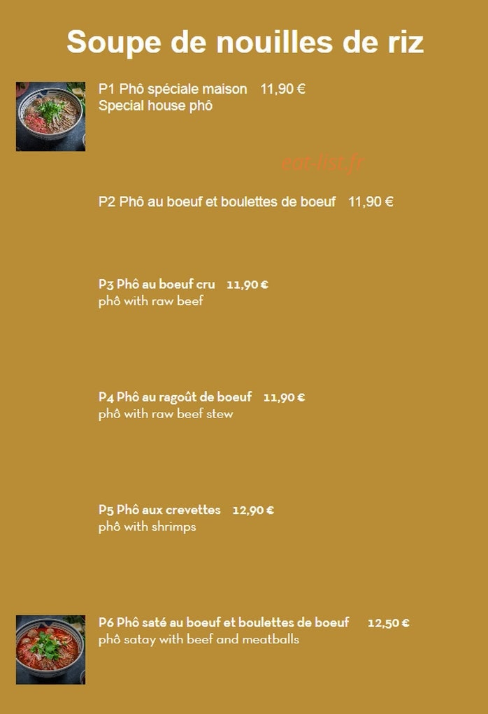 Phở Passion — carte page 12