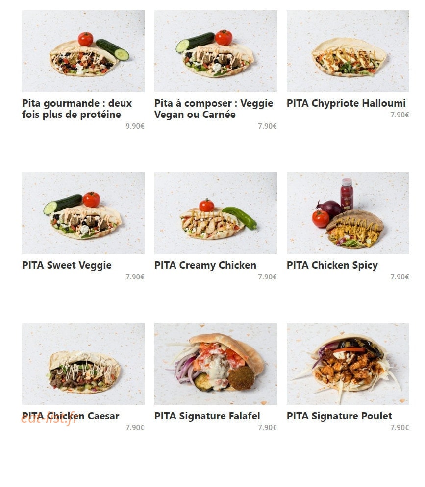 Pitas & Petits Plats — carte page 1