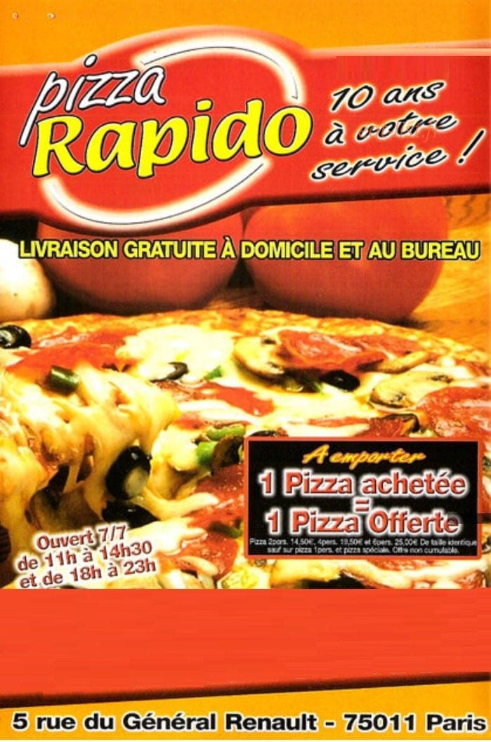Pizza rapido — carte page 1