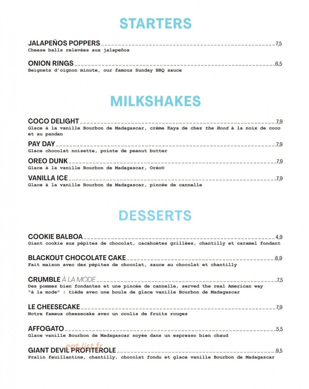 Pny Burger — carte page 2