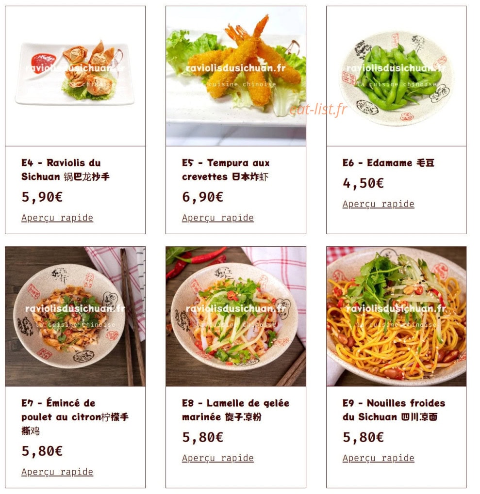 Raviolis du sichuan — carte page 3